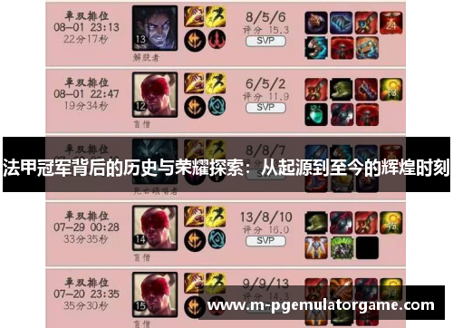 法甲冠军背后的历史与荣耀探索:从起源到至今的辉煌时刻 法甲冠军背后的历史与荣耀探索:从起源到至今的辉煌时刻