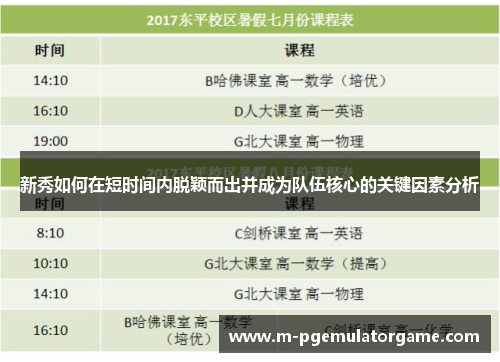 新秀如何在短时间内脱颖而出并成为队伍核心的关键因素分析